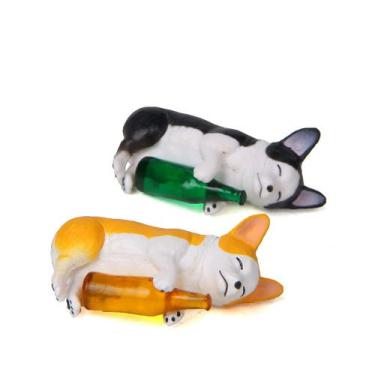 Imagem de Estatuetas Creative Corgi Dog Sleeping PVC Garden Sculpture - Yiweisai