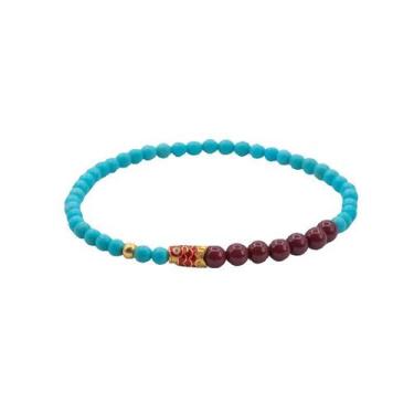 Imagem de Pulseira turquesa e roxa com miçangas de areia para mulheres - Yiweisa