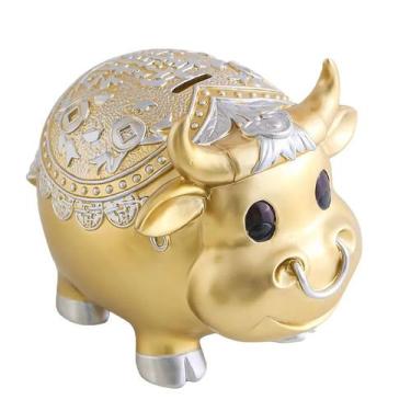 Imagem de Resina de grande capacidade Piggy Bank Creative Golden Bull 165 cm - Y