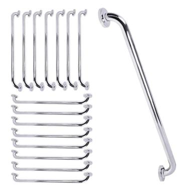 Imagem de Barra Alça de Apoio 80cm Kit 15 Uni Acessibilidade Corrimao Deficiente Cadeirante Idoso Box Banheiro Segurança Corredor