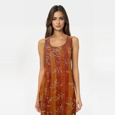 Imagem de Vestido de Liganete - Malha Fria - estampado Estampa:LaranjaTamanho:GG