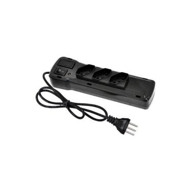 Imagem de Filtro De Linha Plastico Preto - Fiolux 3 Tomadas