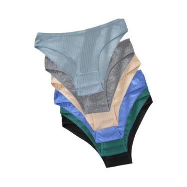Imagem de Calcinhas De Algodão Listradas Em Tamanhos Grandes Para Mulheres, Paco