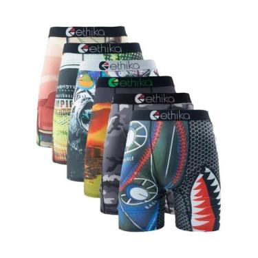 Imagem de Cuecas Boxer Masculinas plus Size Respiráveis Com Estampa (6 Peças) - 
