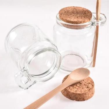 Imagem de 2 Potes de Vidro com Colher de Madeira e Tampa de Rolha - Artlille