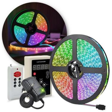 Imagem de Fita Rgb Led Luz 5m Rolo Controle Fonte Tensão 12v Leds - Ipec