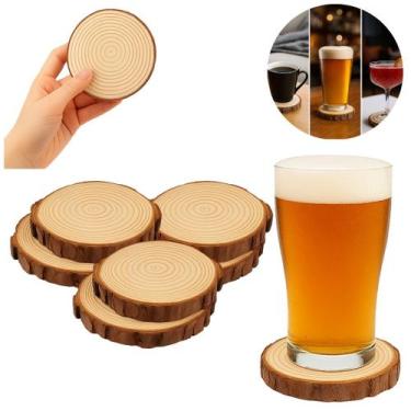Imagem de Conjunto de 12 Descansos Porta Copo Bolacha Madeira 7cm - Floripa