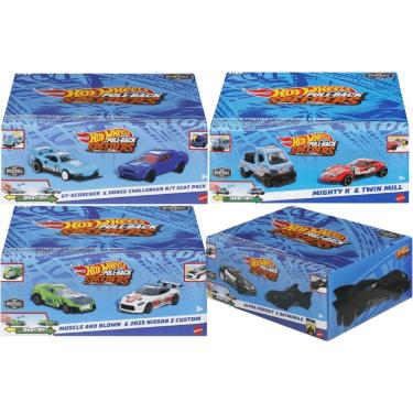 Imagem de Carrinho de Brinquedo Hot Wheels Pull-back Speeders com Mecanismo de Retrocesso e Roda Livre Mattel