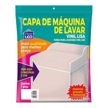 Imagem de Capa para Máquina de Lavar Plast Leo Vinil Lisa GG para Lavadoras de 8KG a 15KG Resistente e Fácil Limpeza