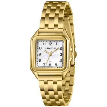 Imagem de Relógio Lince Feminino Retangular Dourado Lqgm046l30 B2kx