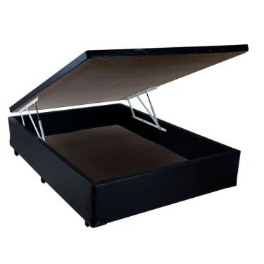 Imagem de Cama Box com Baú Casal Baú Blindado Extremo Reforçado Ortopédico Courino Preto Homequeen