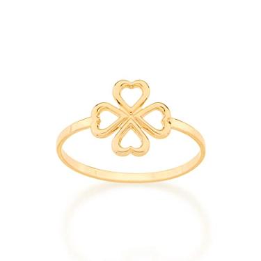 Imagem de Anel skinny ring trevo de 4 folhas folheado a ouro - 512875 - Rommanel Tamanho:12