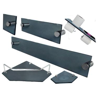 Imagem de Kit Para Banheiro Premium Max Diamante Fumê (6 Peças)