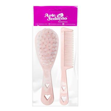 Imagem de Kit 1 Pente E 1 Escova Infantil Cerdas Macias Para Bebê