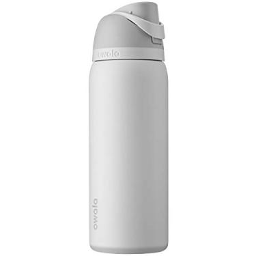 Imagem de Garrafa de água de aço inoxidável isolada Owala FreeSip com tampa de botão, 946ml, Shy Marshmallow
