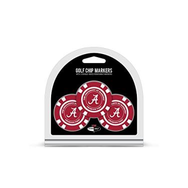 Imagem de Team Golf NCAA Alabama Crimson Tide 3 unidades de marcadores de bola de golfe, tamanho de fichas de pôquer com marcadores de esmalte de dupla face menores pop out