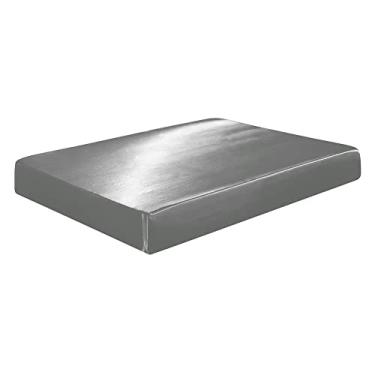 Imagem de Lençol Avulso Com Elástico Casal Padrão Cetim Seda Cinza