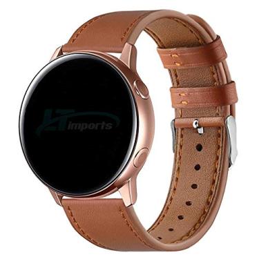 Imagem de Pulseira 20mm Couro compatível com Samsung Galaxy Watch Active 1 e 2 - Galaxy Watch 3 41mm - Galaxy Watch 42mm - Amazfit GTR 42mm - Amazfit GTS - Amazfit BIP - Marca LTIMPORTS (Marrom Light)