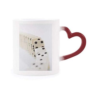 Imagem de Caneca Gambling Pai Gow Dominoes Foto Sensível ao Calor Caneca de Grés Mudança de Cor Vermelha
