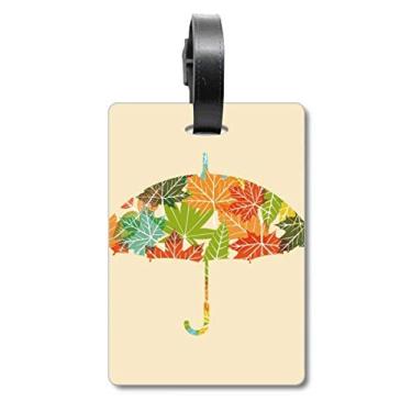 Imagem de Saco de chuva com estampa de folhas de guarda-chuva, etiqueta para cartão de bagagem