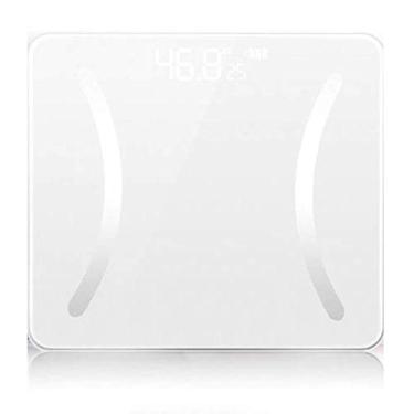 Imagem de balança digital eletrônica, balanças de banheiro para observadores de peso, tela oculta ultrafina de alta precisão, com cabo de carregamento USB
