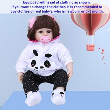 Imagem de Boneca bebê Reborn, 48 cm realista de silicone macio Reborn, membros móveis, bonecas realistas recém-nascidas com roupas e acessórios de brinquedo, presente para crianças a partir