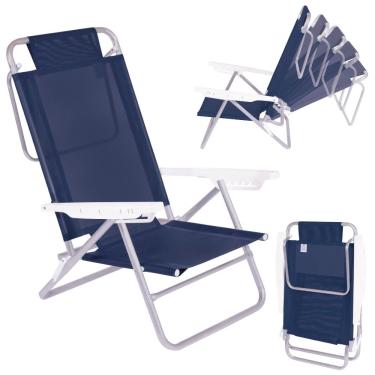 Imagem de Cadeira de Praia 6 Posicoes Dobravel em Aluminio Summer Azul