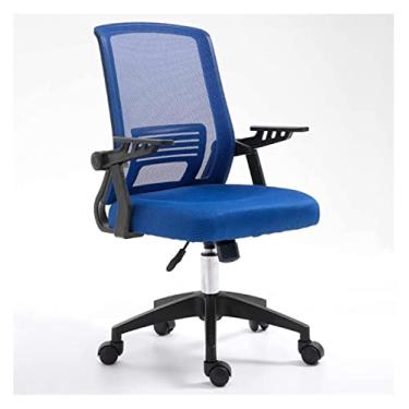 Imagem de Cadeira de escritório Cadeira de mesa Mesas e cadeiras Jogos Cadeira giratória Cadeira executiva Cadeira de escritório Ergonomia Cadeira giratória Cadeira de trabalho Cadeira de malha (cor: azul)
