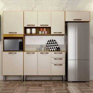 Imagem de Cozinha Compacta 9 Portas 2 Gavetas Maisa CHF Cinamomo/Off White
