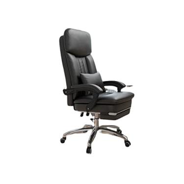 Imagem de Cadeira de escritório ergonômica para jogos de computador, cadeiras executivas com apoio para os pés, cadeira confortável de couro bovino