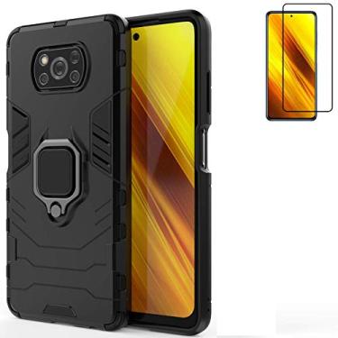 Imagem de Capa para Xiaomi Poco X3 NFC/X3 Pro com protetor de tela, armadura híbrida resistente à prova de choque, proteção de camada dupla, capa protetora traseira para Poco X3 Pro/X3 NFC com suporte de carro
