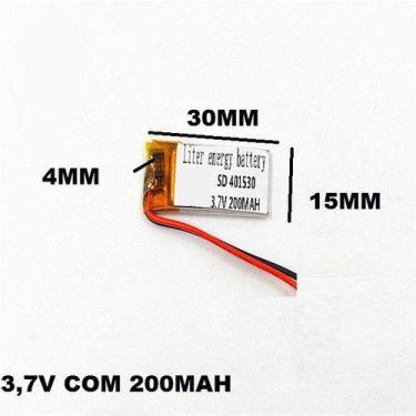 Imagem de Bateria 401530 C/ 200mah 4mmx15mmx30mm 2 Fios 3,7v - KMIG