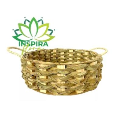 Imagem de Bandeja Cesto Palha Redondo Decoração Café Da Manha Grande - FLORA FUL