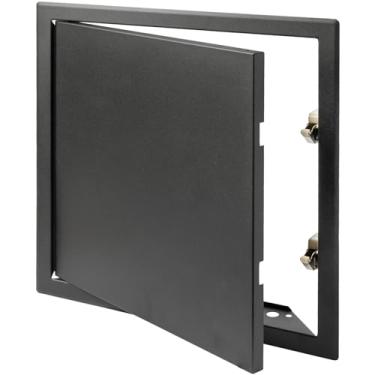 Imagem de Vent Systems Painel de acesso de metal antracite de 30 cm x 30 cm com função de clique - Portas de fácil acesso - Painel de acesso para drywall, parede, porta de serviço elétrica e de encanamento