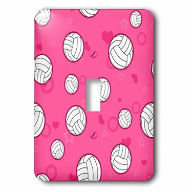 Imagem de 3dRose lsp_195244_1 Interruptor de botão único padrão de voleibol rosa, multicolorido