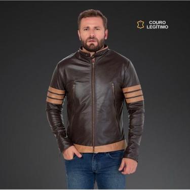 Imagem de Jaqueta de Couro Legítimo Masculino Modelo Wolverine - Bufalo Couros, 