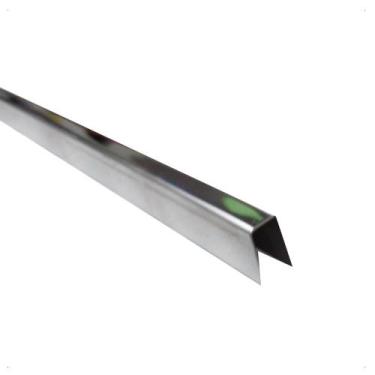 Imagem de Barras Perfil U Canaleta Inox P/ Vidros 12mm 1 Metro 100cm Polido - RR