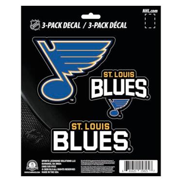 Imagem de FANMATS Decalque da equipe NHL St. Louis Blues, pacote com 3