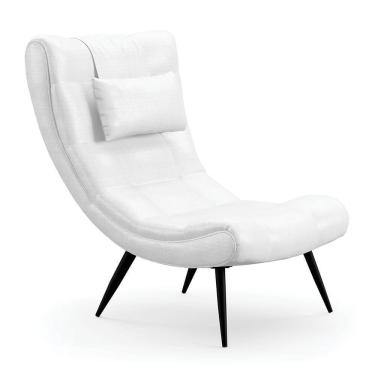 Imagem de Poltrona Decorativa Para Sala De Estar Com Almofada E Pés Palito Lord Facto Dunas Branco - Ibiza