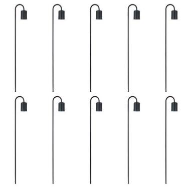 Imagem de Kit 10 Luminária Balizador Jardim Spot Curvo Gu10 Preto 75Cm - C Light