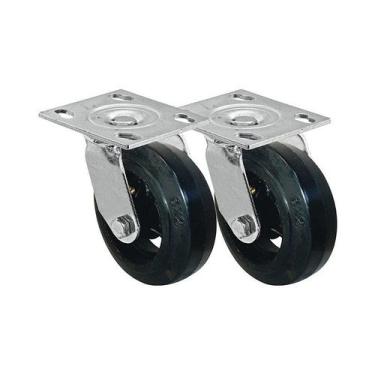 Imagem de Kit 2 un roda rodízio giratório borracha moldada 8 pol - AJAX