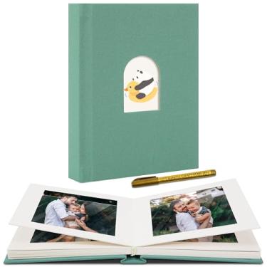 Imagem de Remowith Álbum De Fotos Pequeno Premium 4X6 Com 20 Bolsos, Capa Linho, Livro Memórias, Espaço Para Escrita, Ideal Álbuns Casamento, Livros Bebê E Diários Viagem, Lake Green