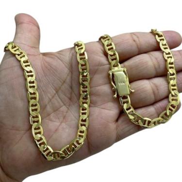 Imagem de Corrente Piastrine 7mm Fecho 750 Luxo Banhado a Ouro 18k - ToJoia18k