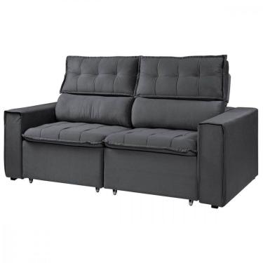 Imagem de Sofá Retratil Reclinavel Estofado Cancún 200cm Veludo Chumbo Chumbo