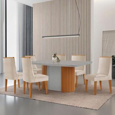 Imagem de Mesa de Jantar Aspen 180cm Tampo MDF Vidro com 6 Cadeiras Lisboa Moder
