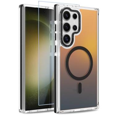 Imagem de MOWIME Capa magnética para Samsung Galaxy S23 Ultra [compatível com Magsafe] [lindo design fluorescente moderno] [1 protetor de tela] capa fosca translúcida fina para Galaxy S23 Ultra 6,8 polegadas