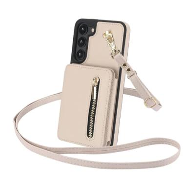 Imagem de Capa para Samsung S25Plus com cordão e zíper, suporte para cartões, bolsa de bolso (para Samsung S25Plus/Apricot)
