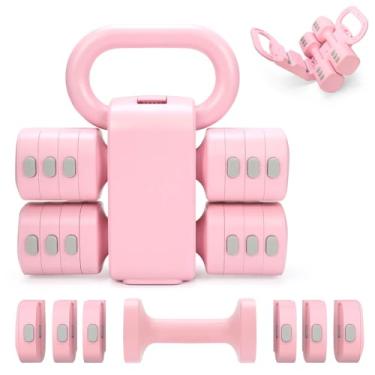 Imagem de Axiqunel Conjunto de kettlebell e halteres conversíveis 2 em 1 ajustável, conjunto de 2 halteres de pesos gratuitos 4 em 1, cada conjunto de halteres femininos de troca rápida de 2,2 3 3,3 4,4 kg 2,5