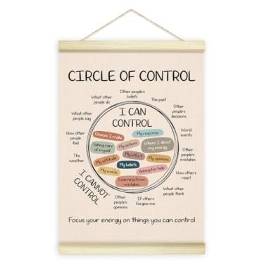 Imagem de Utaqer Quadro de suporte de pôster círculo de controle, saúde mental, impressão de arte em tela de madeira, decoração de parede calmante para sala de aula, quarto, sala de estar, escritório, berçário