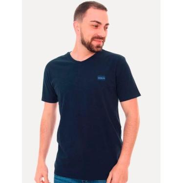 Imagem de Camiseta Calvin Klein Jeans Masculina Gola V New Logo Blue Square Azul